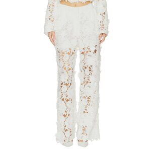 AKNVAS Adrian Floral Lace Pants in White 4 Womens Trousers